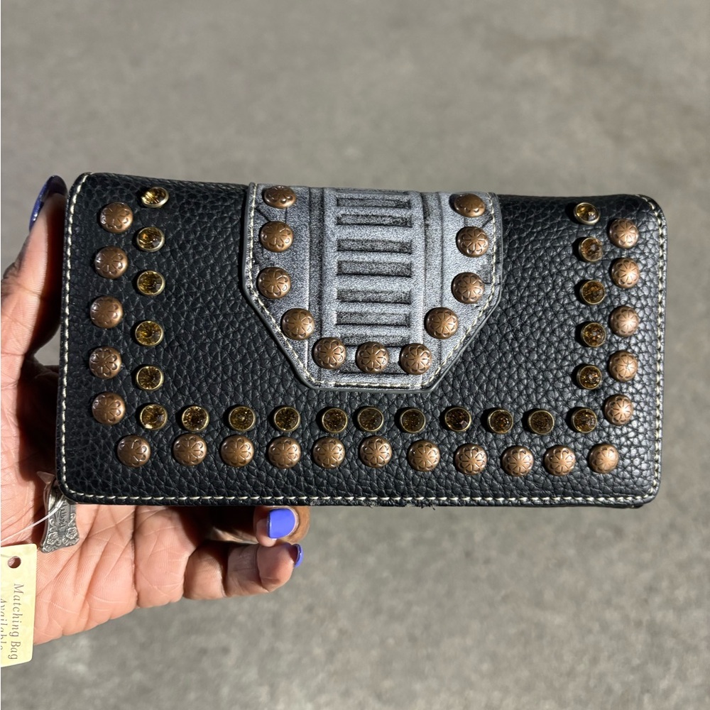 Black and Gold Studded Women's Wallet